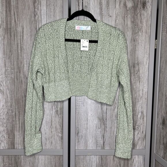 Free People Beach Cardigan Size S Cropped Declan Romper Green Color NWT - Picture 1 of 4